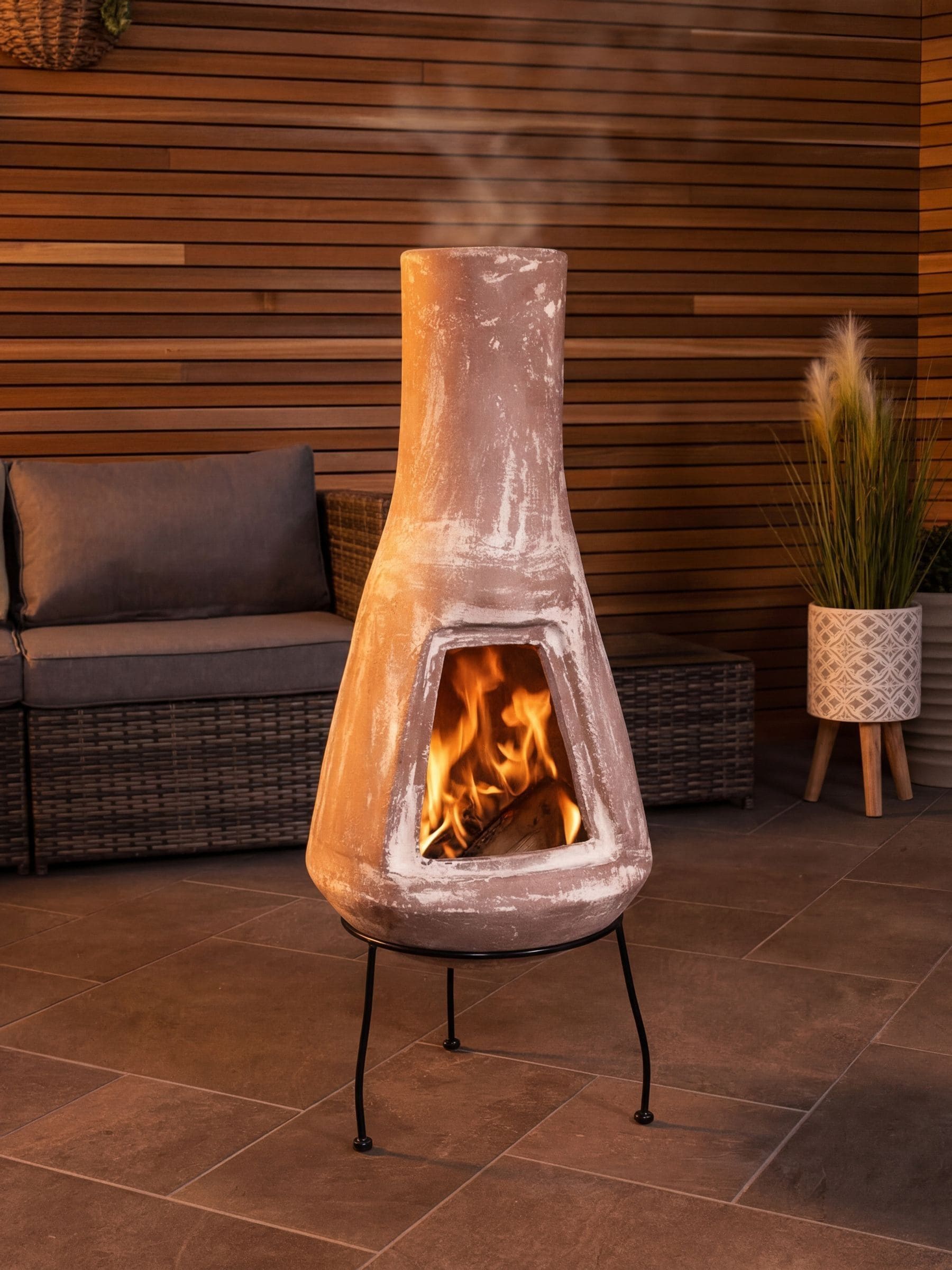 Snug clay chiminea Large Barcelona 95x38cm - British product