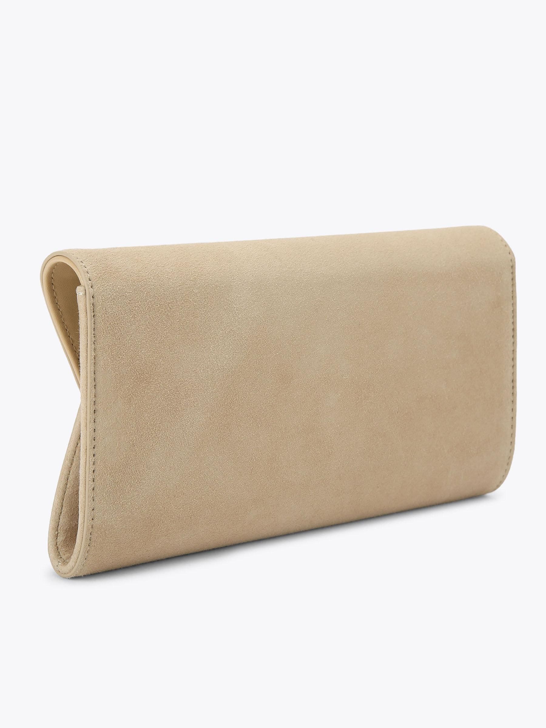 Carvela Spirited clutch bag in brown suede, imported from the UK