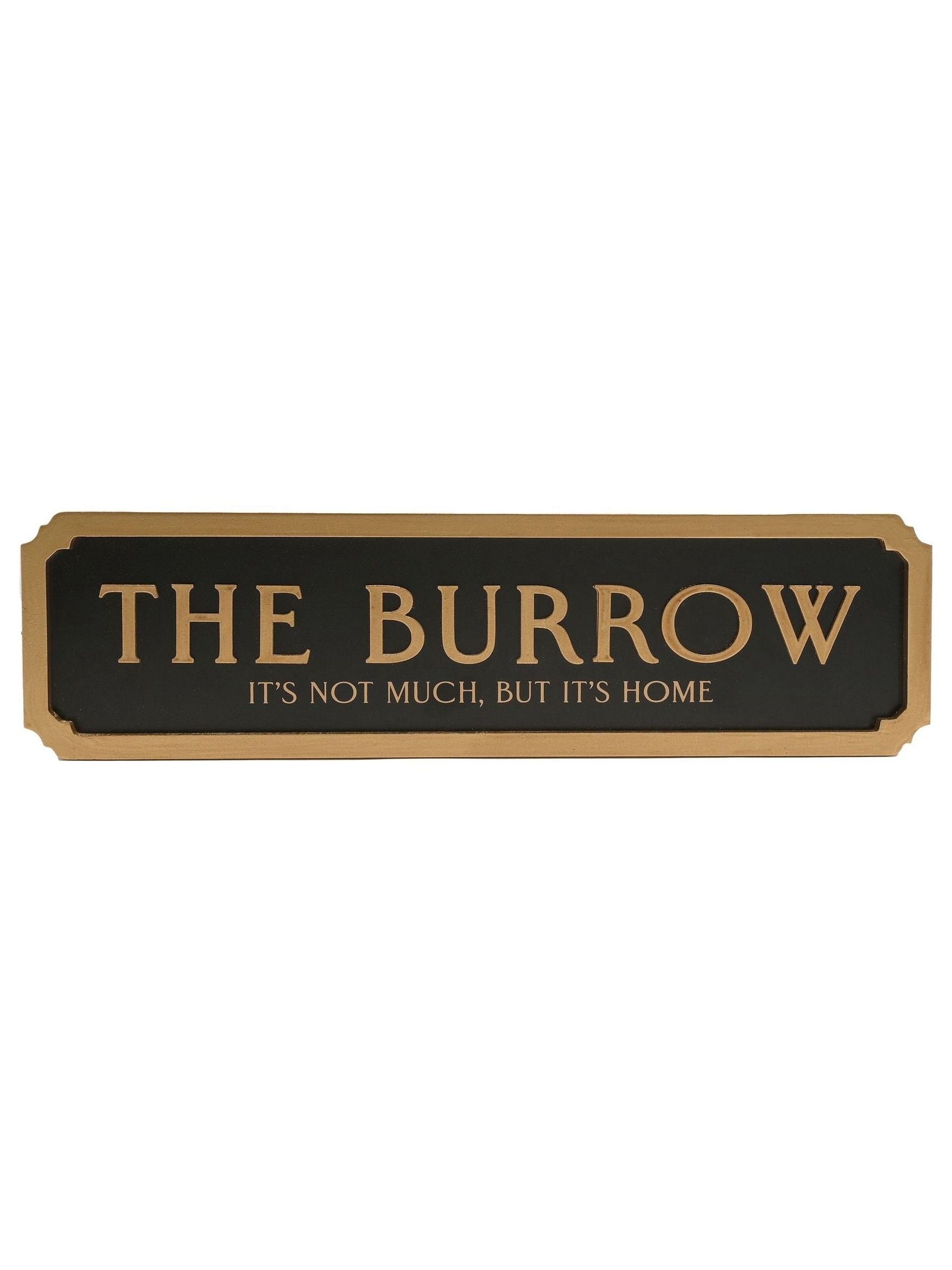 Harry Potter The Burrow wall sign black with gold lettering, imported from the UK