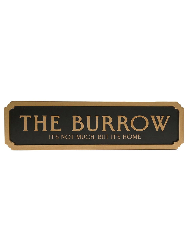 Harry Potter The Burrow wall sign black with gold lettering, imported from the UK