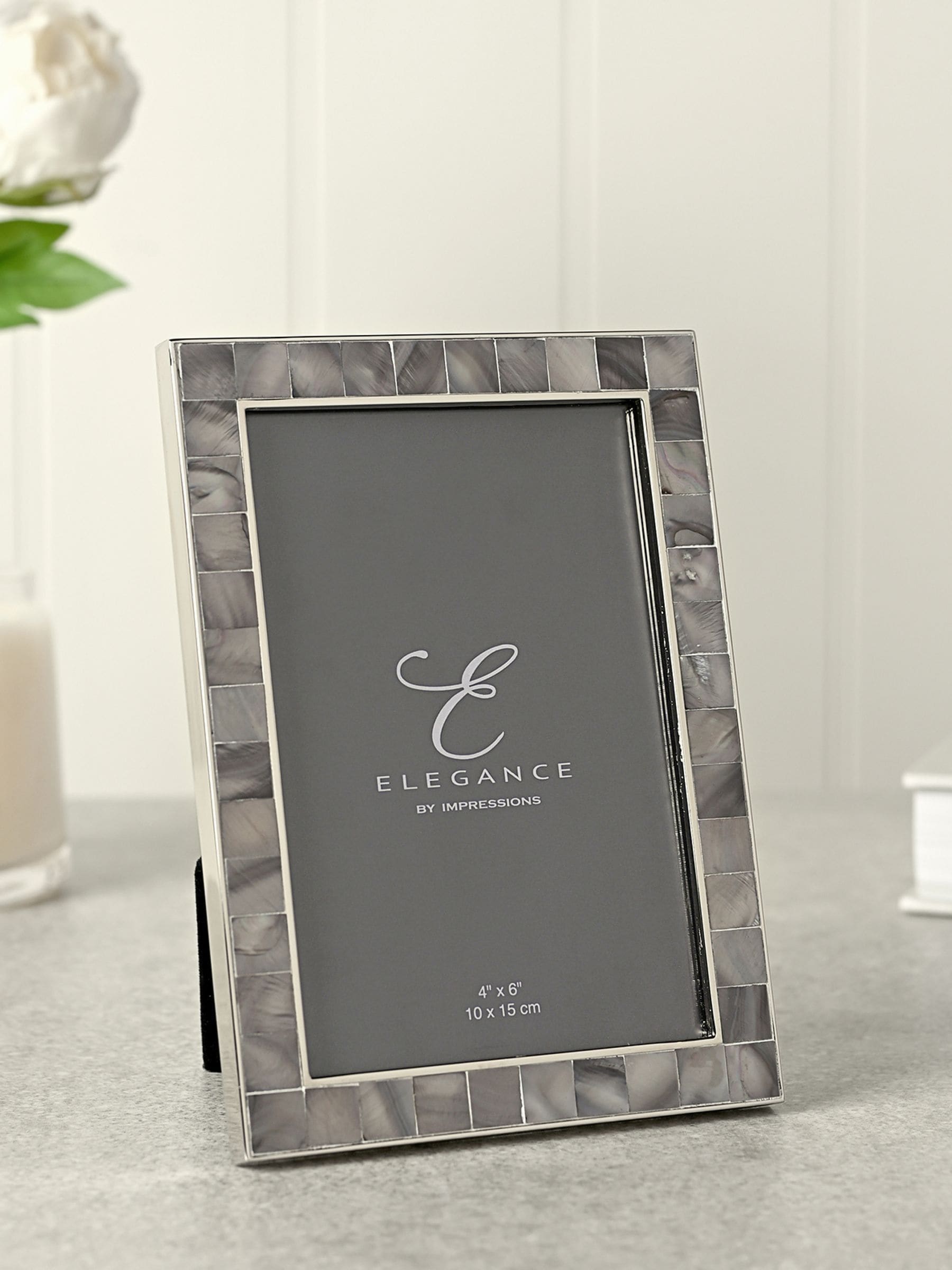Widdop grey mosaic border photo frame 4x6, UK version