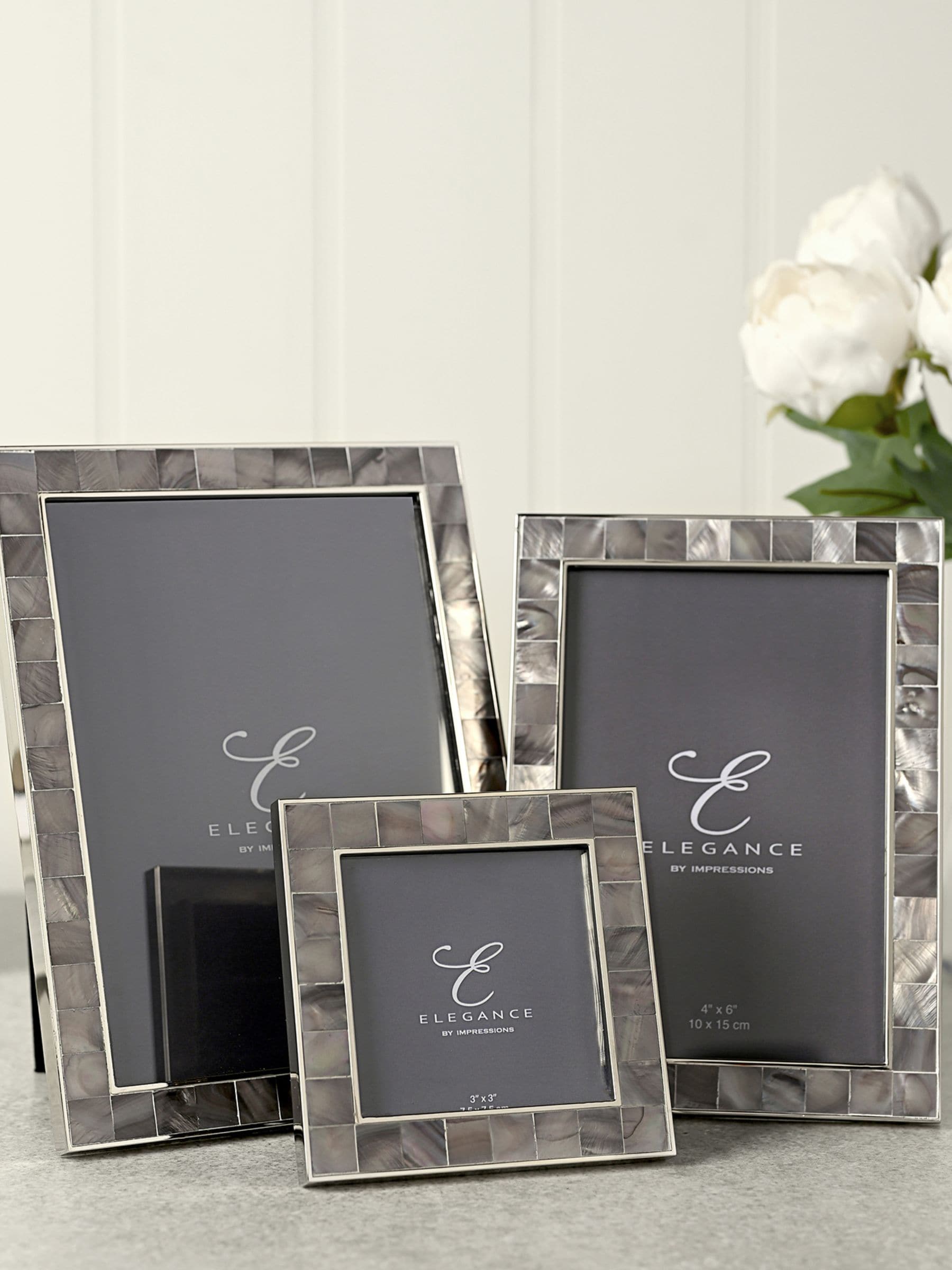 Widdop grey mosaic border photo frame 4x6, UK version