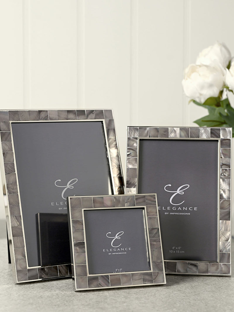 Widdop grey mosaic border photo frame 4x6, UK version