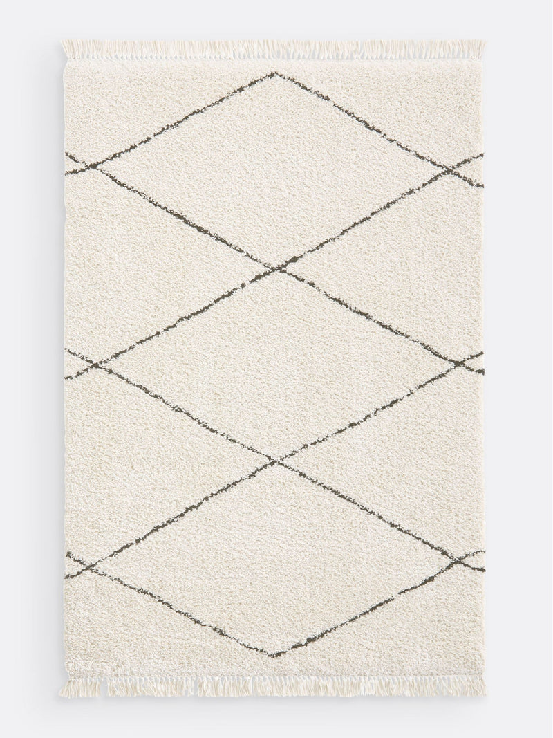 La Redoute Intérieurs Fatouh fringed Berber style rug in ecru, imported from the UK