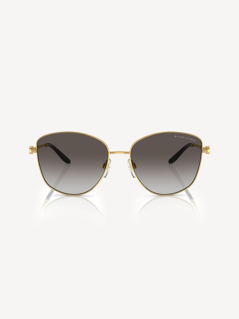 Ralph Lauren gold round sunglasses with gradient gray lenses, UK version