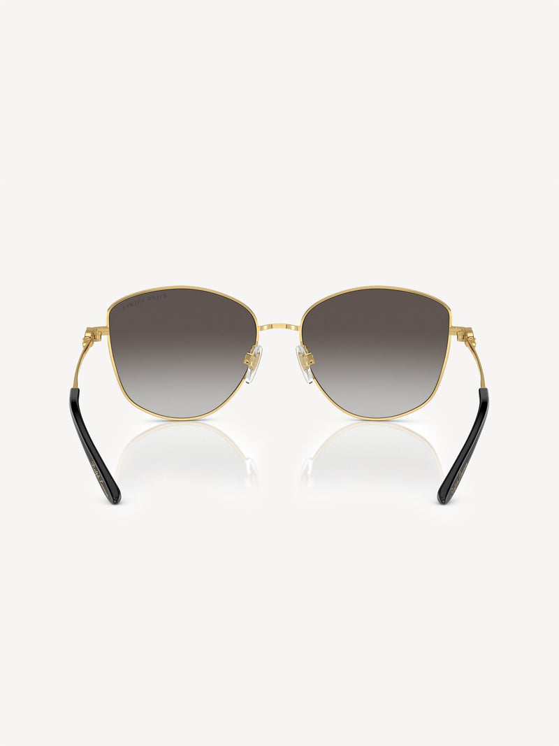 Ralph Lauren gold round sunglasses with gradient gray lenses, UK version