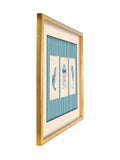 Brookpace Lascelles sealife trio framed print with blue stripes, imported from the UK
