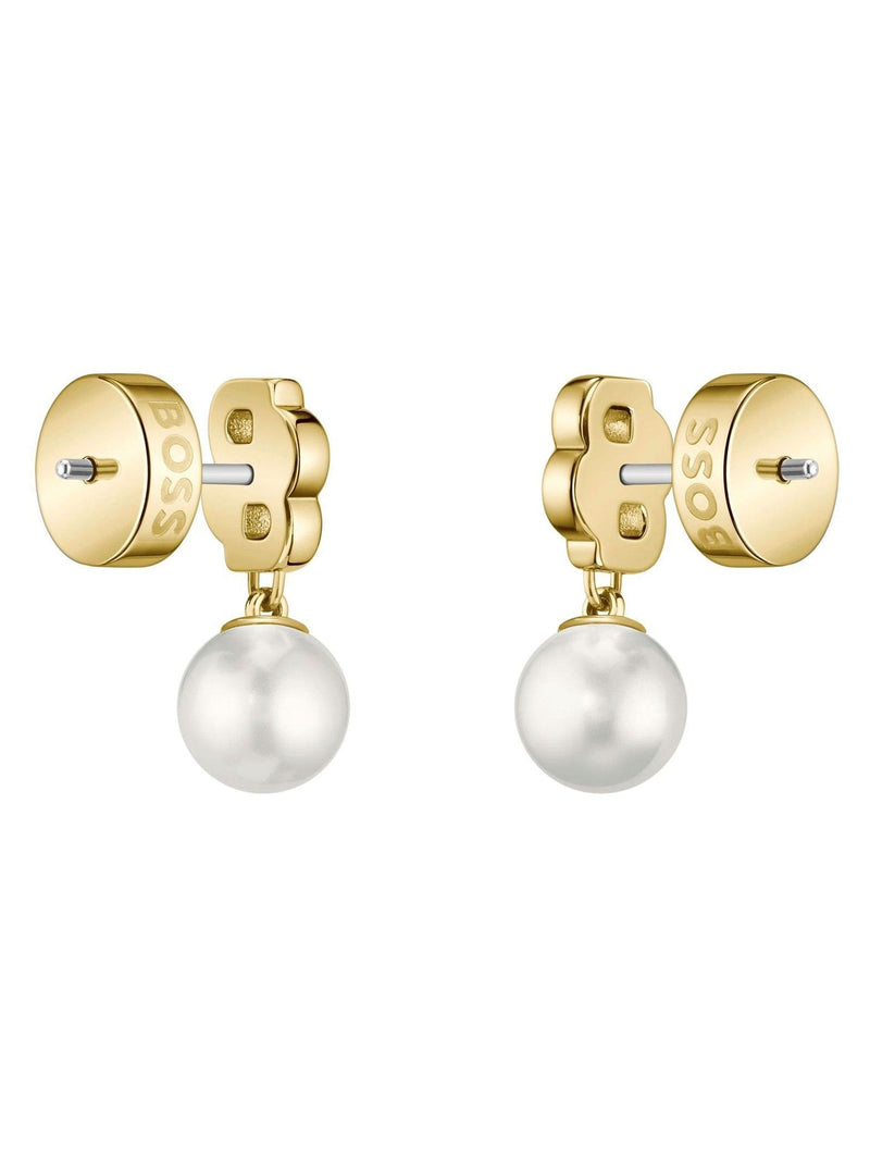 BOSS gold tone earrings with pearls 15mm, UK version