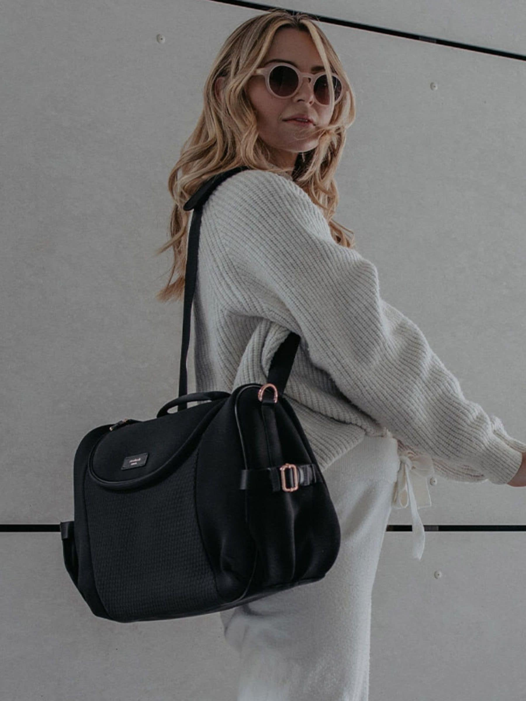 Storksak Poppy Luxe changing bag in black - British product