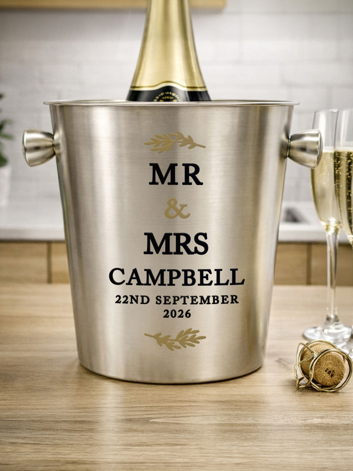 PMC stainless steel ice bucket personalised wedding 19cm - British product