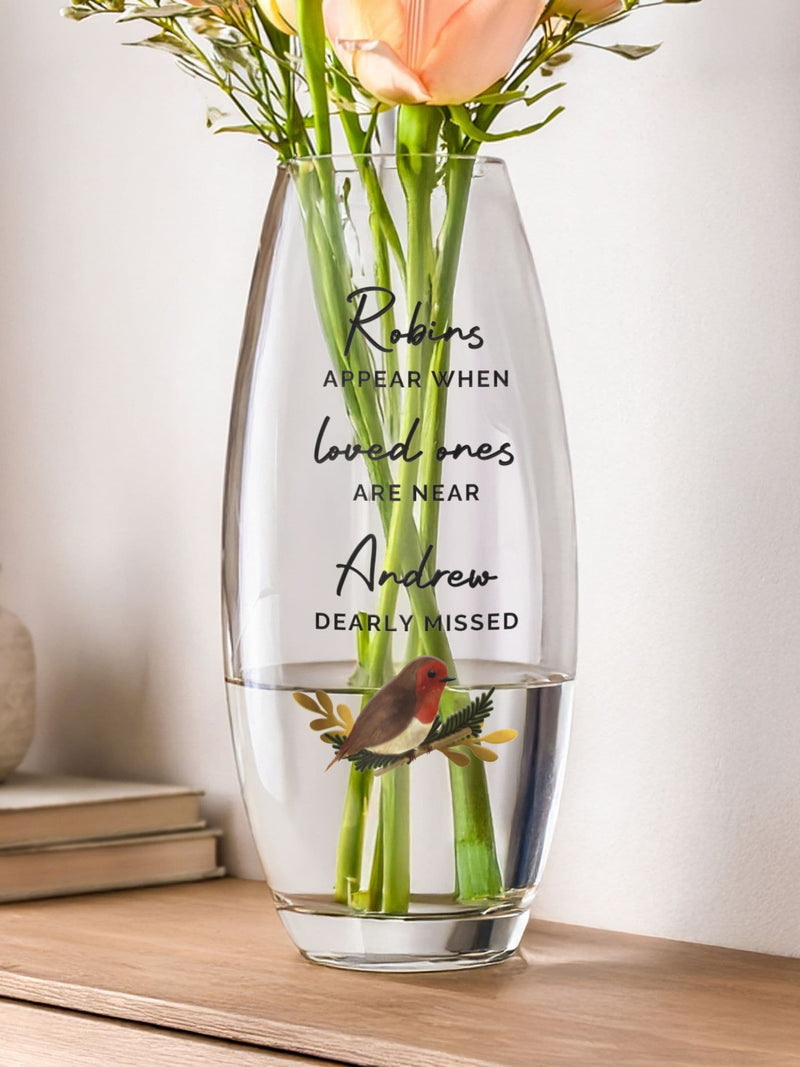 PMC personalised robin memorial flower vase 10cm - British product
