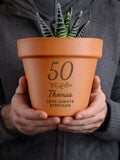 PMC personalised terracotta plant pot for birthday, UK version