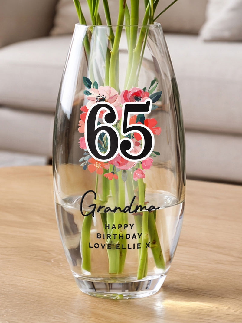 PMC personalised birthday flower vase 10cm, UK version