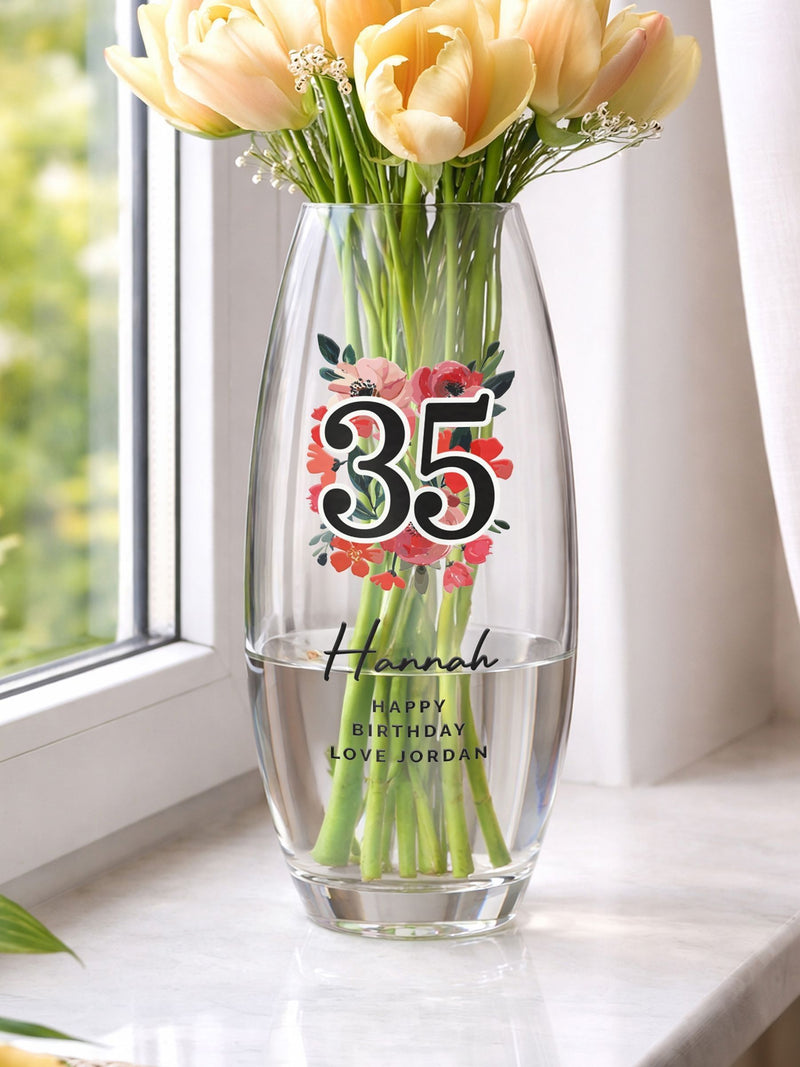 PMC personalised birthday flower vase 10cm, UK version