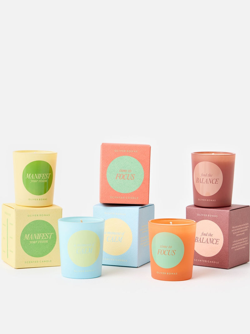 Oliver Bonas mint green wellness candles set, UK version