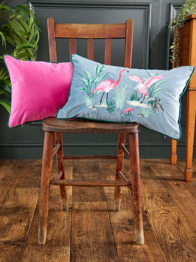 Next Joe Browns Blue Flamingo Frenzy Embroidered Cushion- Buy online at McGrocer