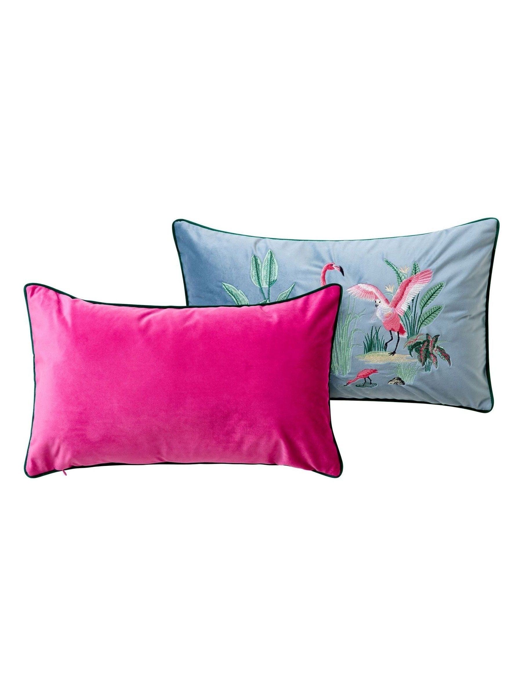 Joe Browns Flamingo Frenzy embroidered cushion, imported from the UK