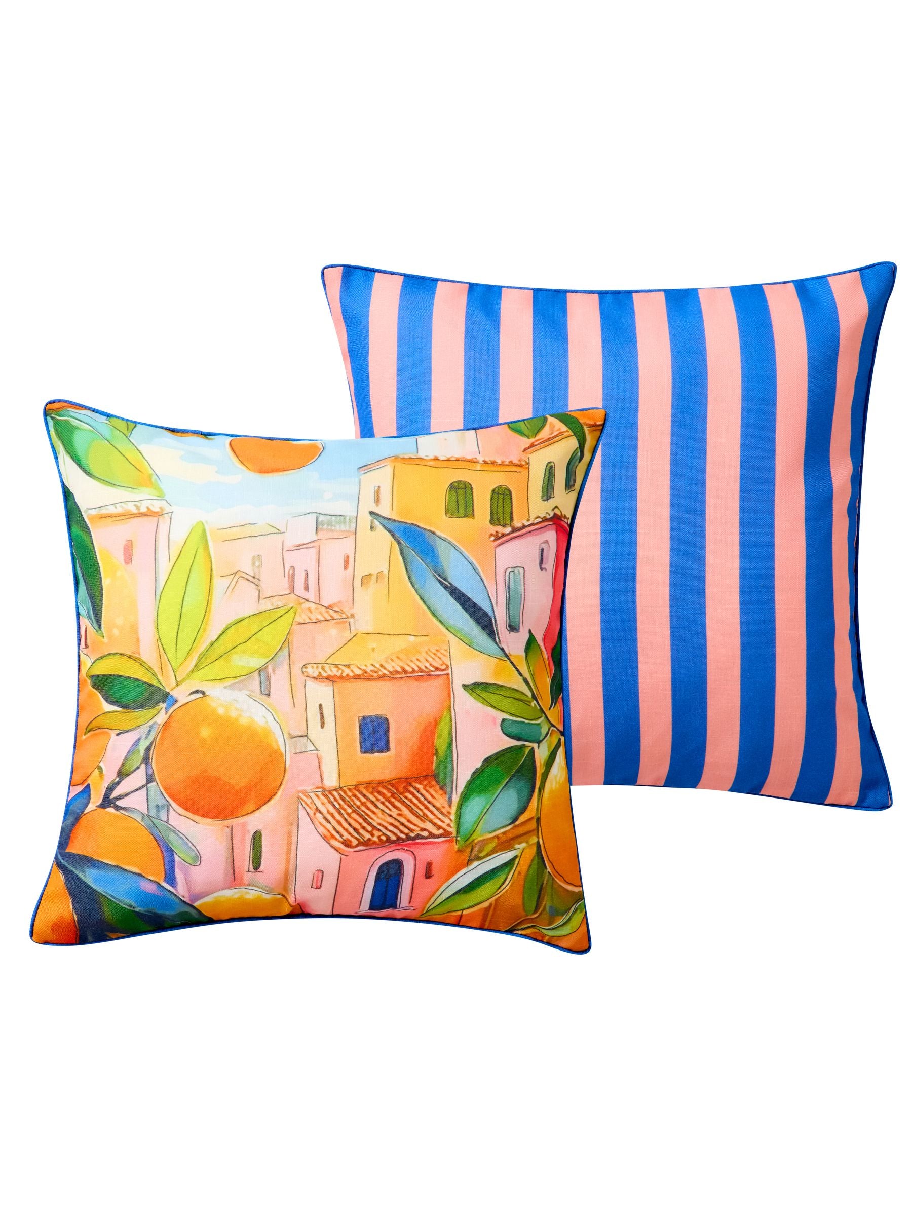 Joe Browns reversible garden cushion with Italian scene, UK version