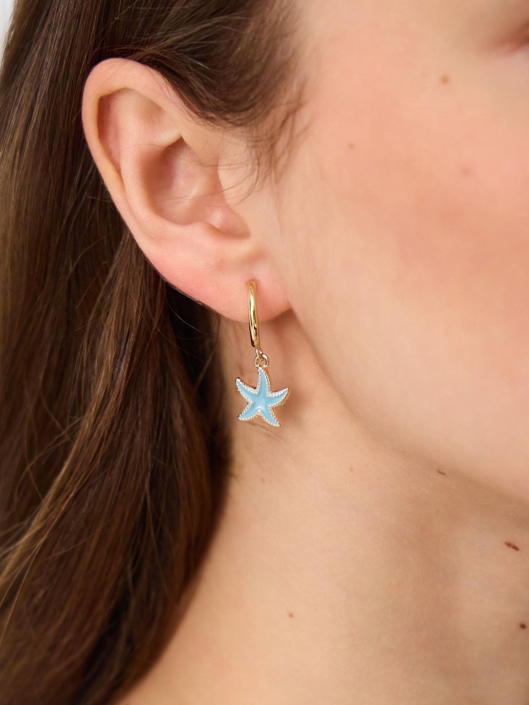 Accessorize starfish stud and hoop earrings 5 pack, imported from the UK