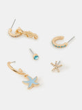 Accessorize starfish stud and hoop earrings 5 pack, imported from the UK