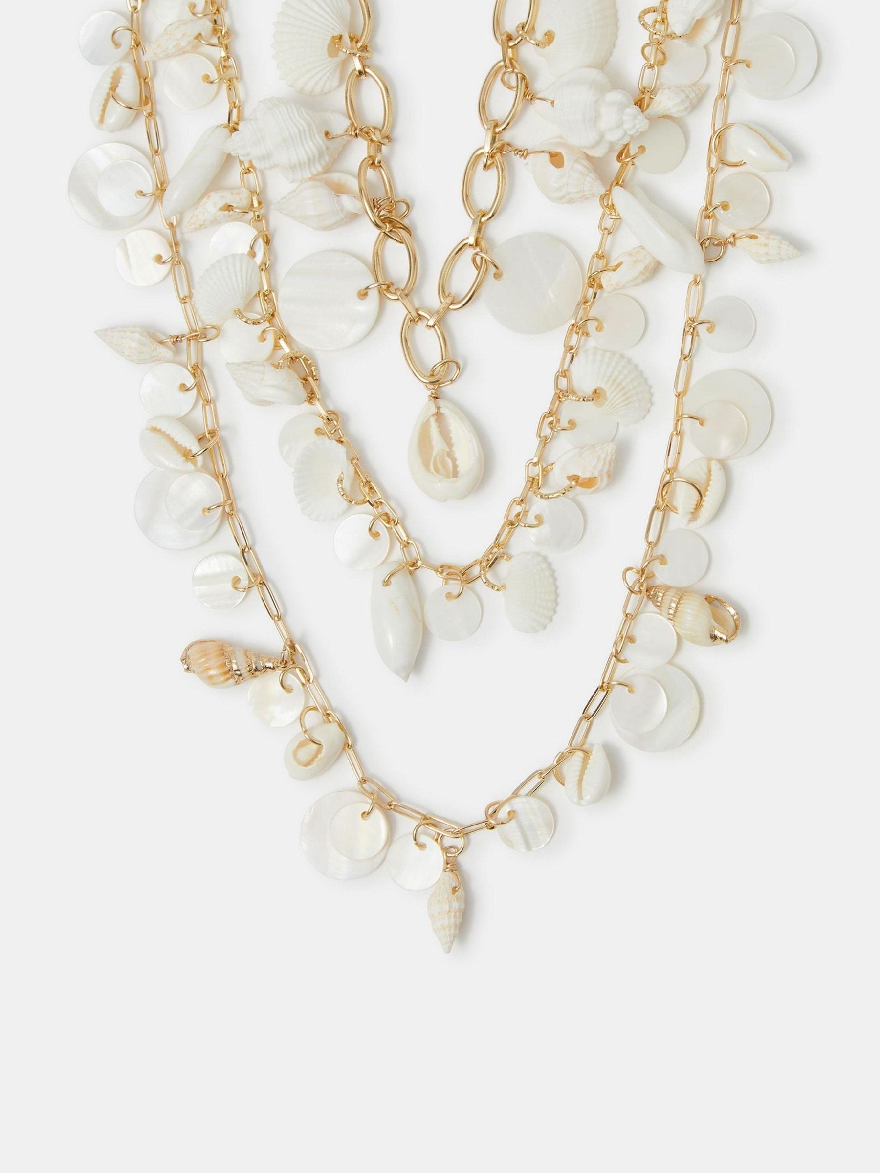 Accessorize White Shell Pearl Necklaces 3 Pack - British product