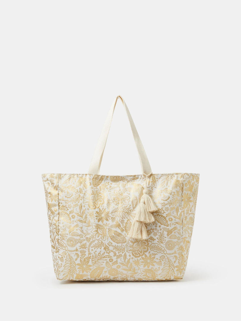Accessorize gold shimmer paisley beach tote bag, imported from the UK