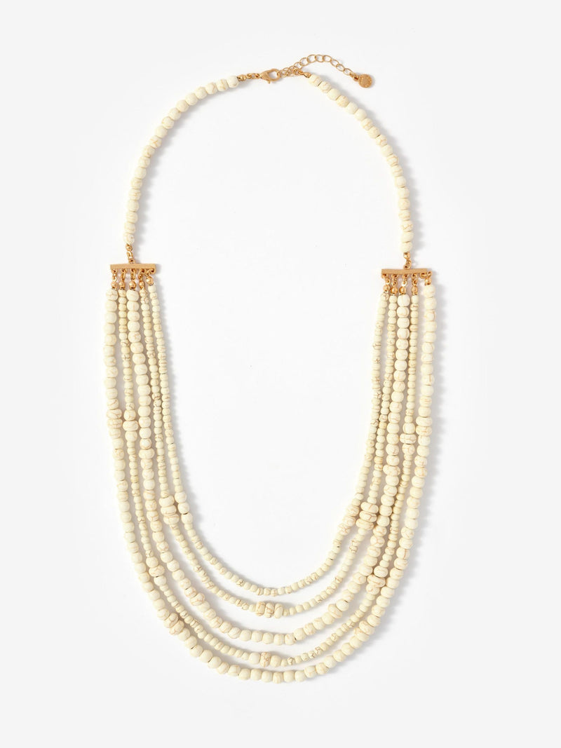 Mint Velvet white beaded layered necklace, imported from the UK