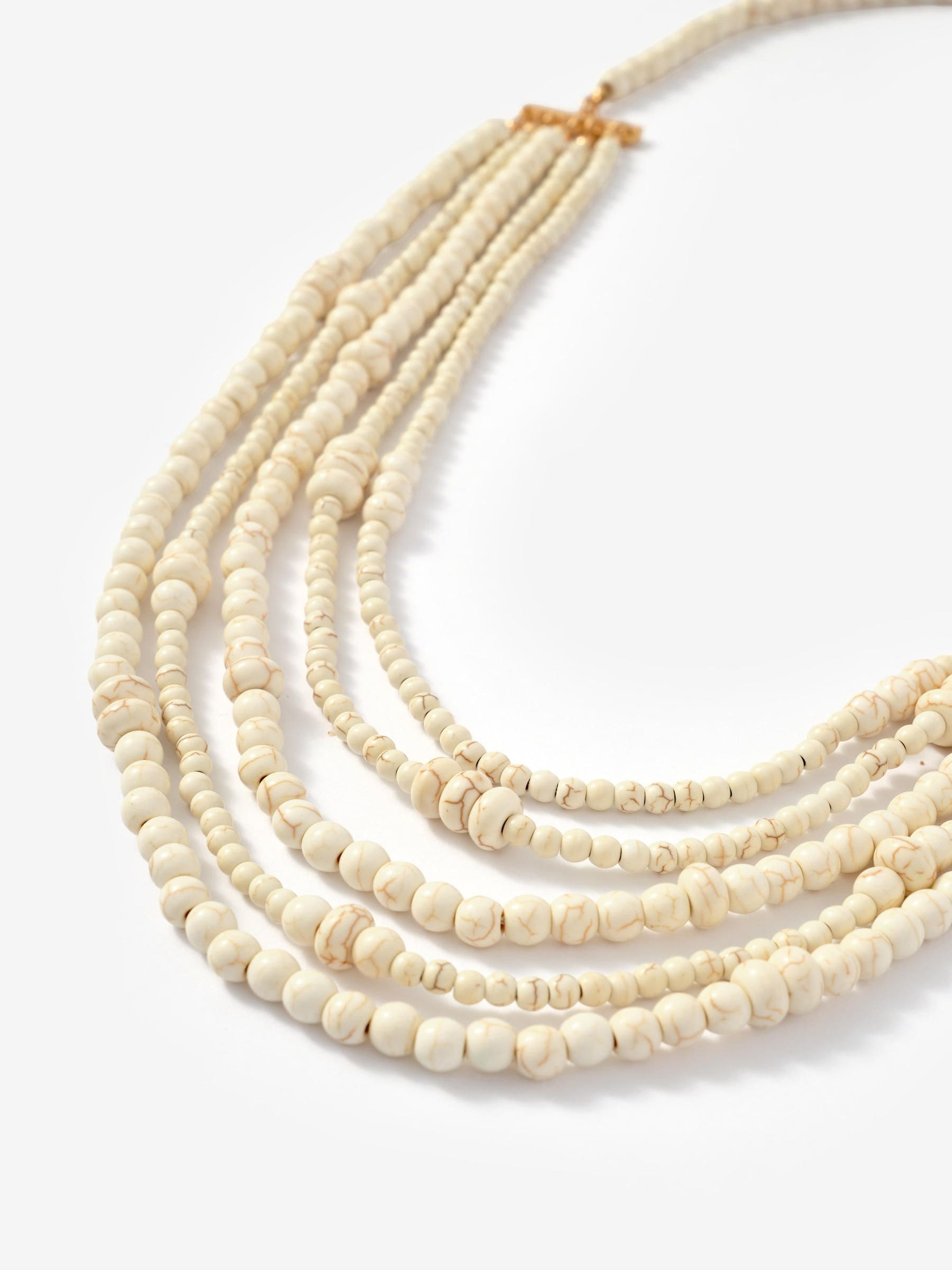 Mint Velvet white beaded layered necklace, imported from the UK