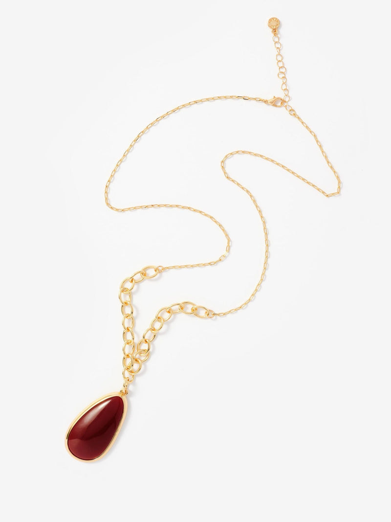Mint Velvet gold tone pendant necklace red resin stone, UK version