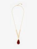 Mint Velvet gold tone pendant necklace red resin stone, UK version