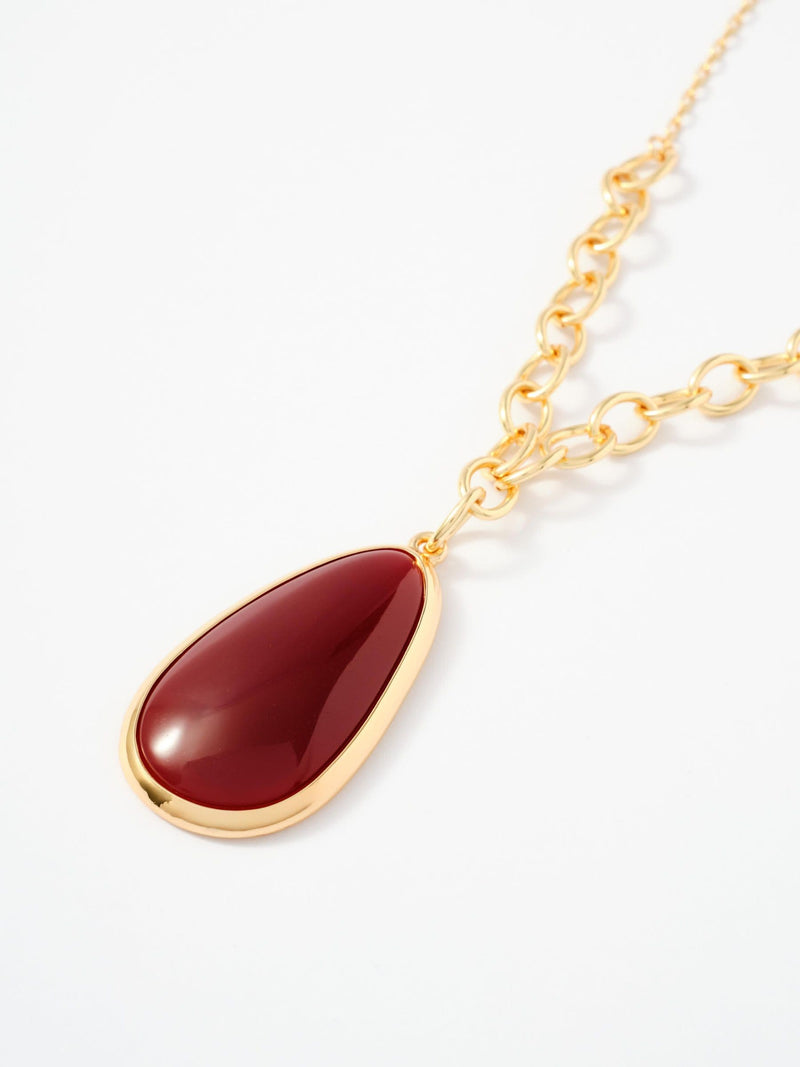 Mint Velvet gold tone pendant necklace red resin stone, UK version