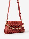 Mint Velvet Red Sara Paper Crochet Cross-Body Bag, UK version