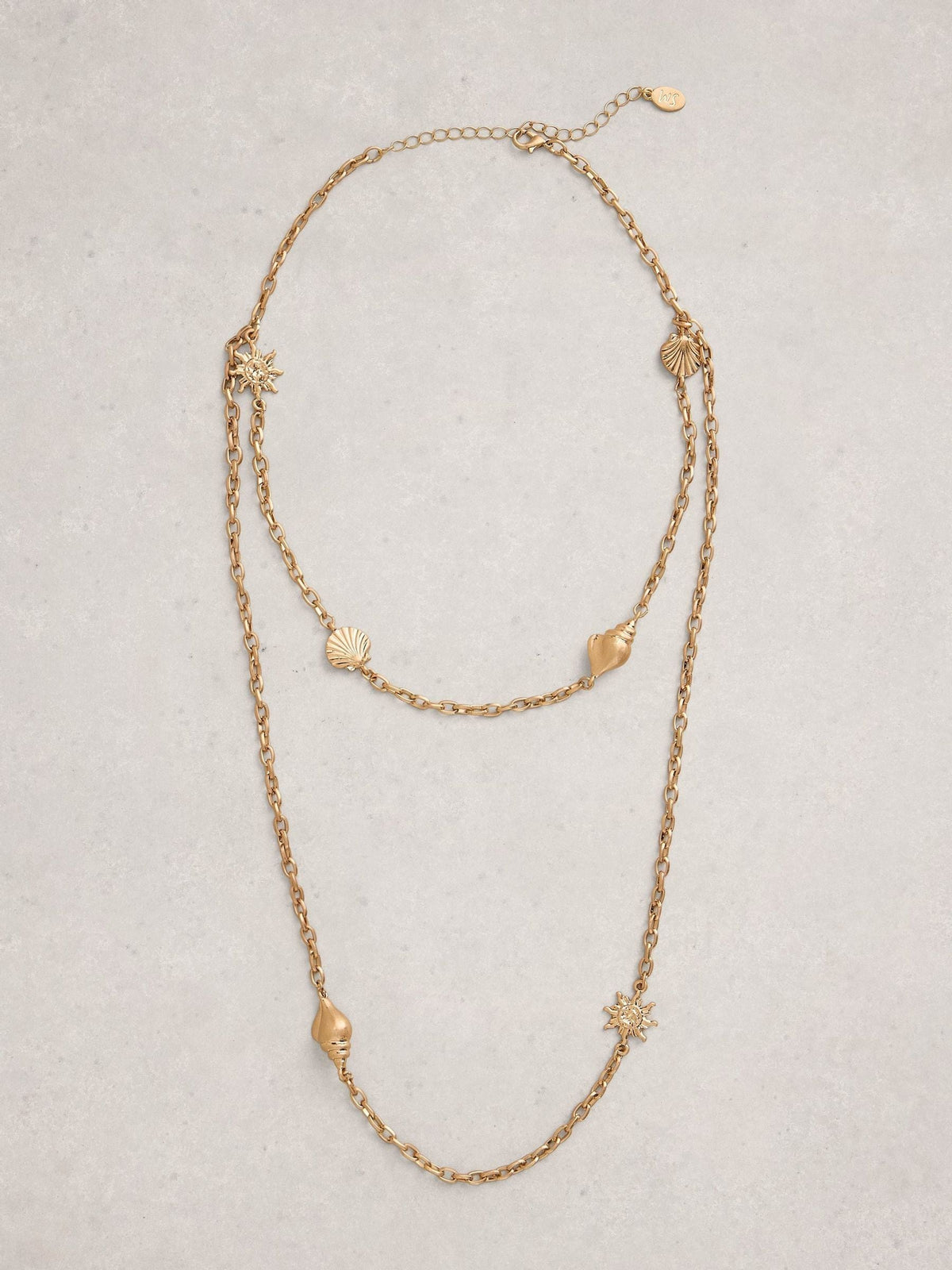 White Stuff gold tone necklace with shell charms, imported from the UK