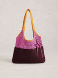 White Stuff crochet shopper bag pink brown, UK version