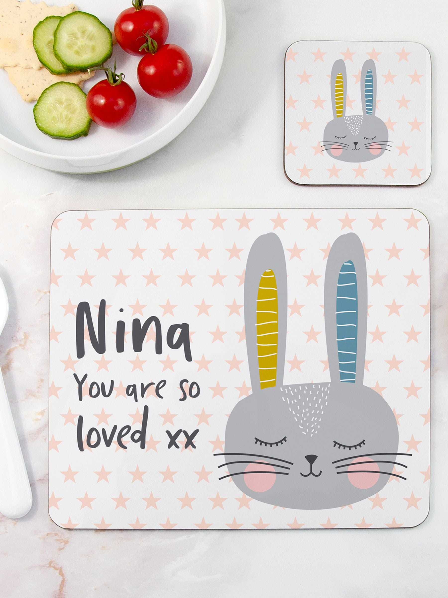 Treat Republic Personalised Easter Bunny Placemat and Coaster Set