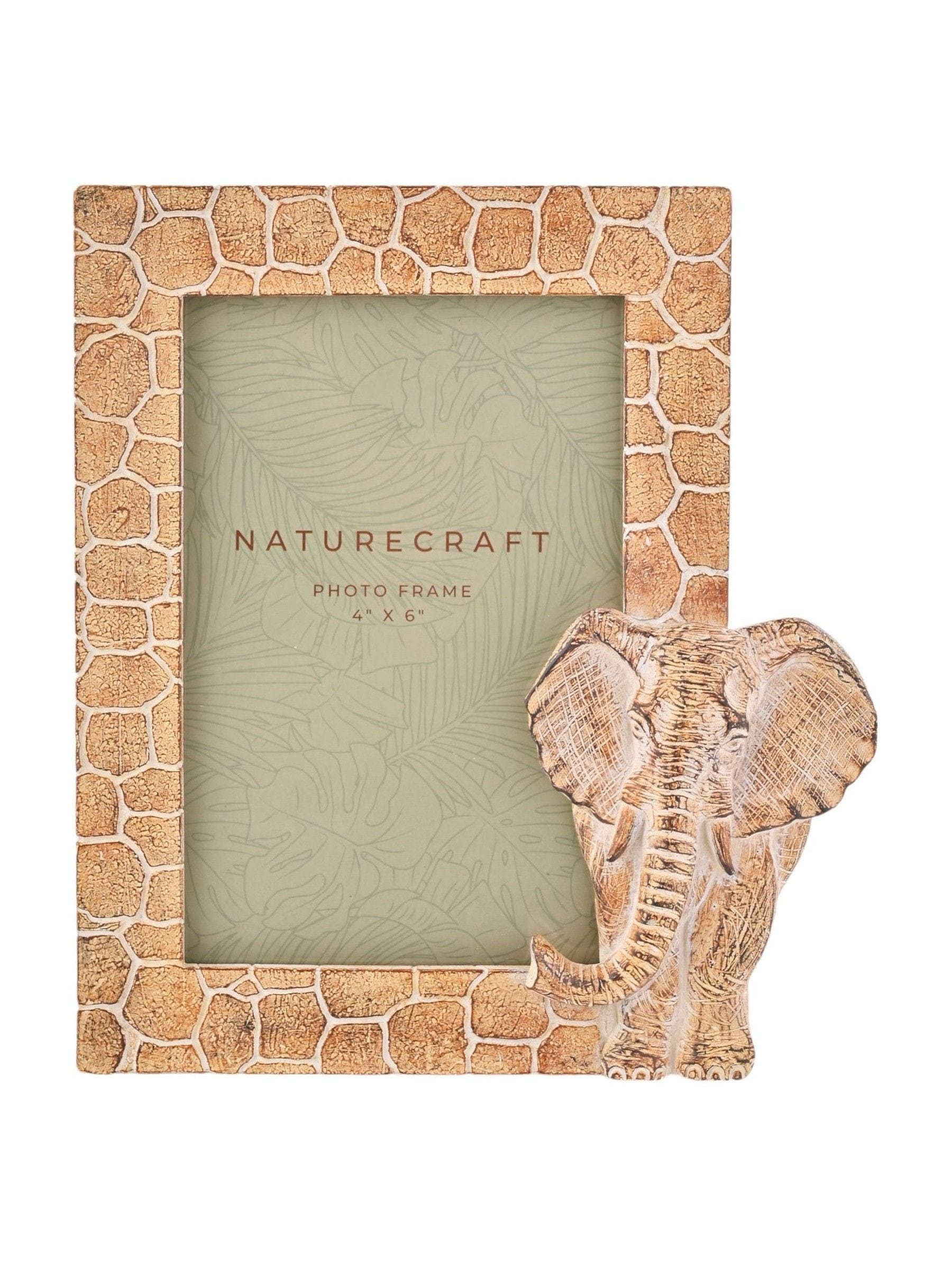 Widdop elephant photo frame with stone-effect border (British brand)