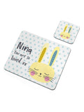 Treat Republic personalised Easter Bunny placemat and coaster set, UK version
