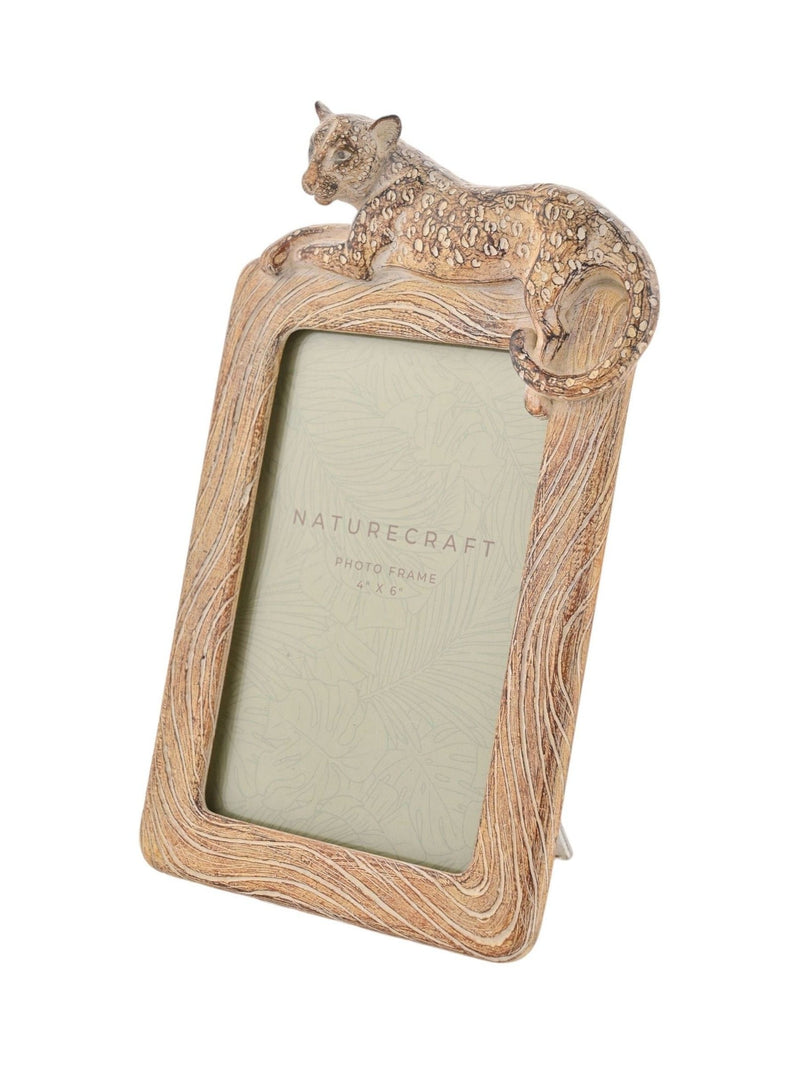Widdop brown wood effect cheetah photo frame for 4x6 photos (British brand)