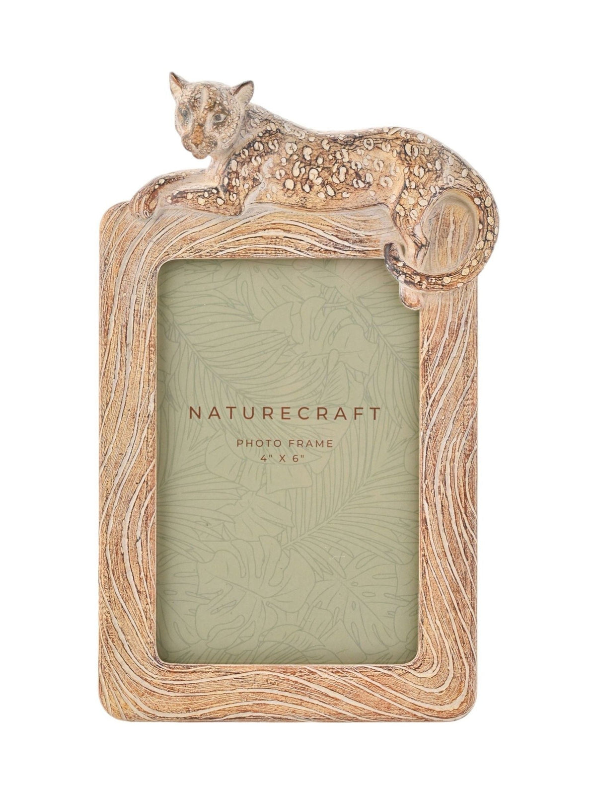 Widdop brown wood effect cheetah photo frame for 4x6 photos (British brand)