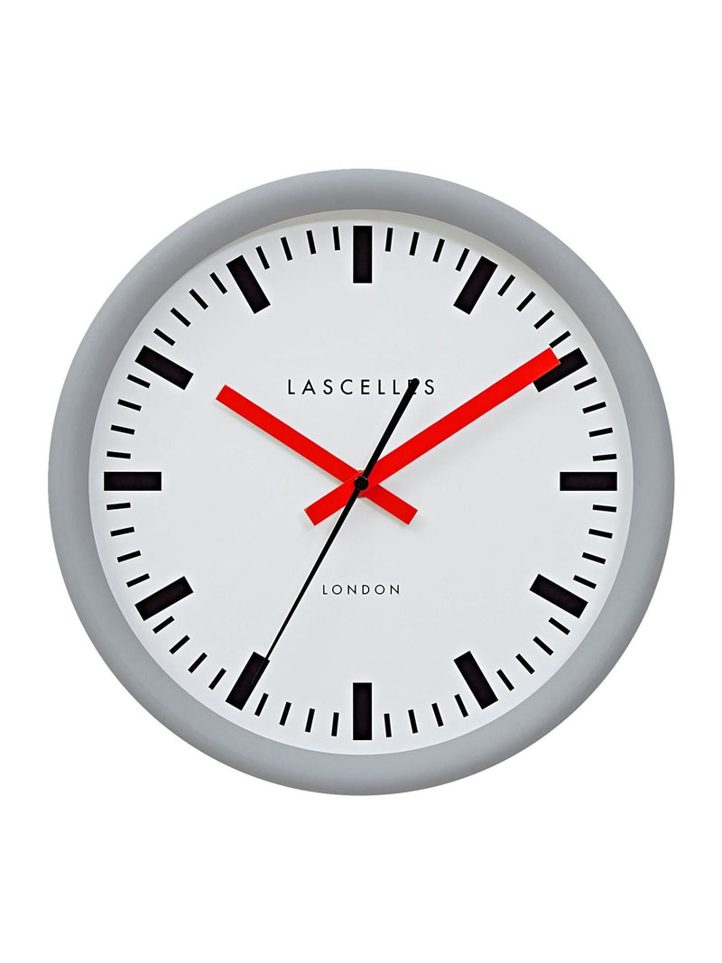 Brookpace Lascelles wall clock grey Swiss station 30cm, UK version