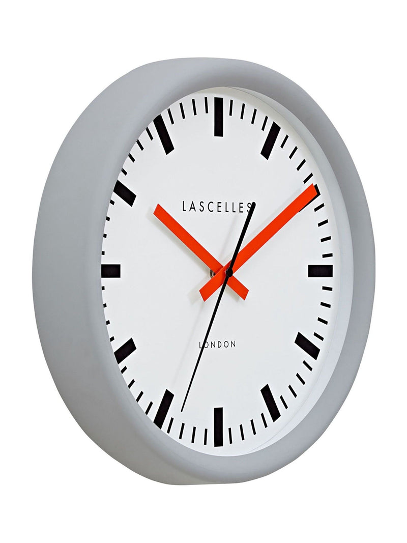 Brookpace Lascelles wall clock grey Swiss station 30cm, UK version