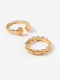 Mint Velvet gold tone shell ring set 2-pack, imported from the UK