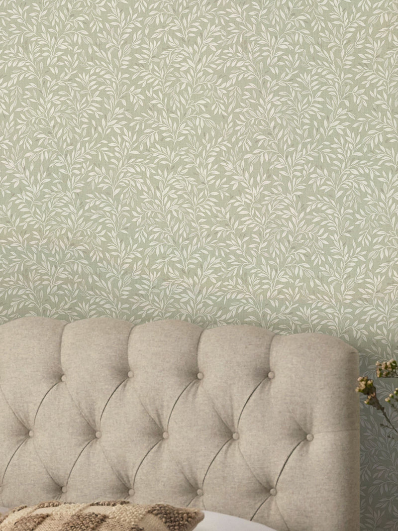Emerald Ditsy Leaf Navy A4 Wallpaper Sample