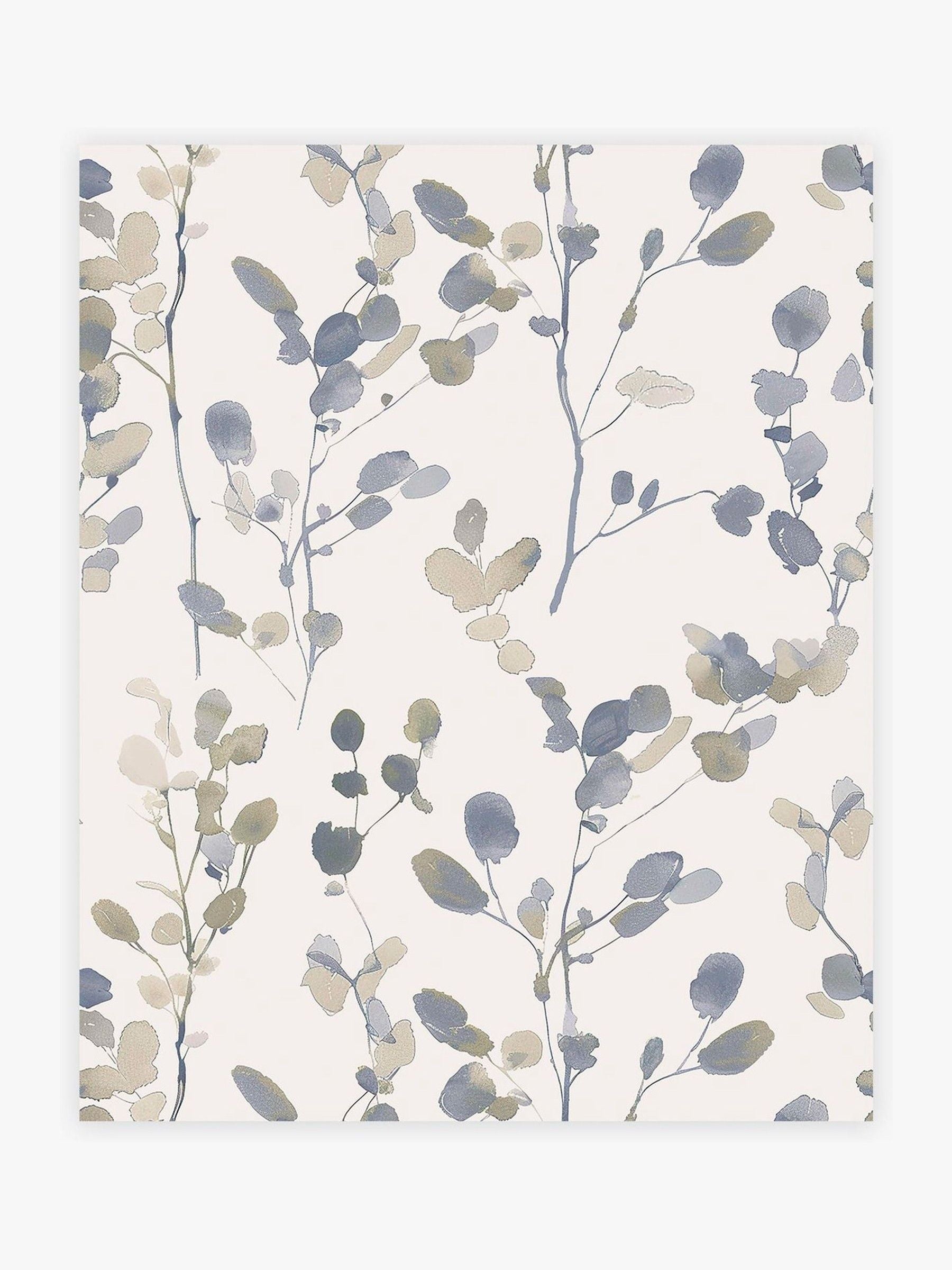 Blue honesty leaf wallpaper sample A4 (British brand)