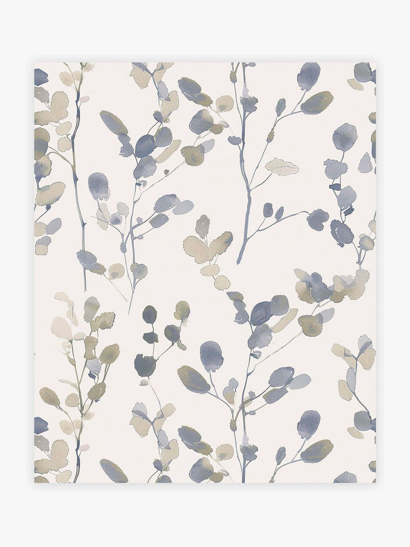 Blue honesty leaf wallpaper sample A4 (British brand)