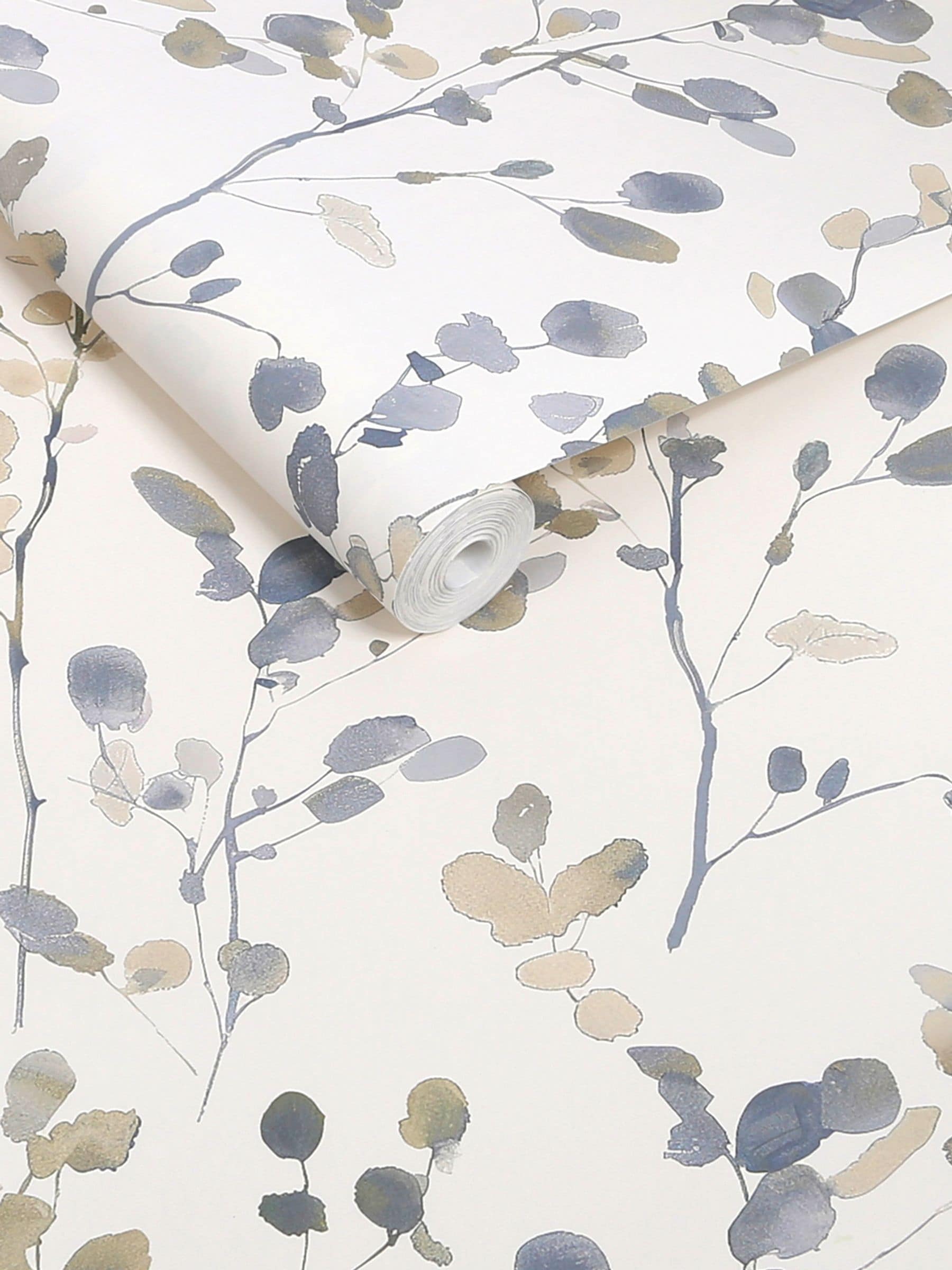Blue honesty leaf wallpaper sample A4 (British brand)