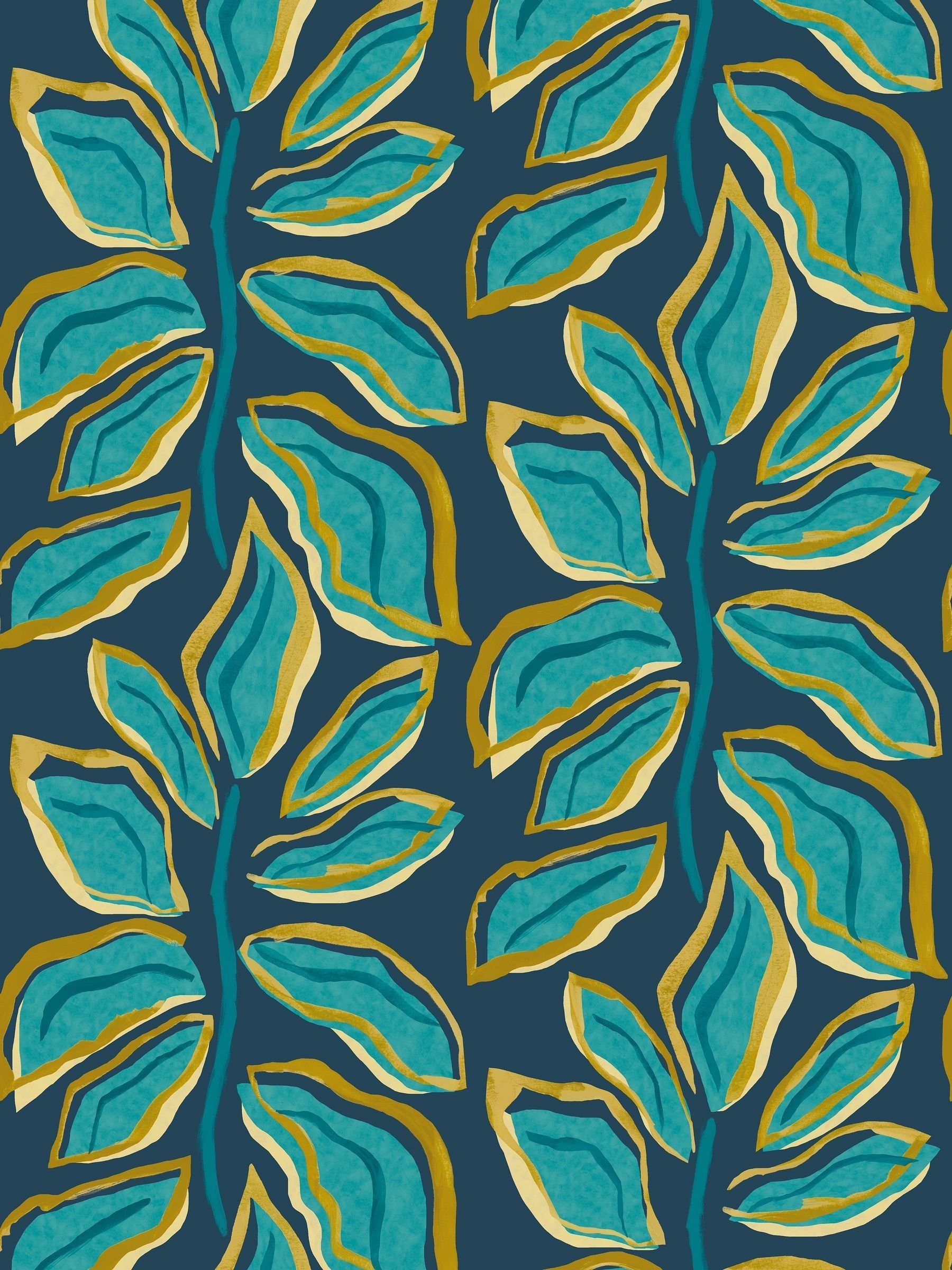 Ohpopsi Midnight Teal Foli Wallpaper A4 Sample