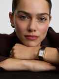D.LOUISE gold tone leather rectangle watch, UK version