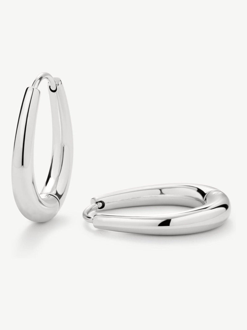 D.LOUISE silver tone waterproof tapered oval hoop earrings, UK version