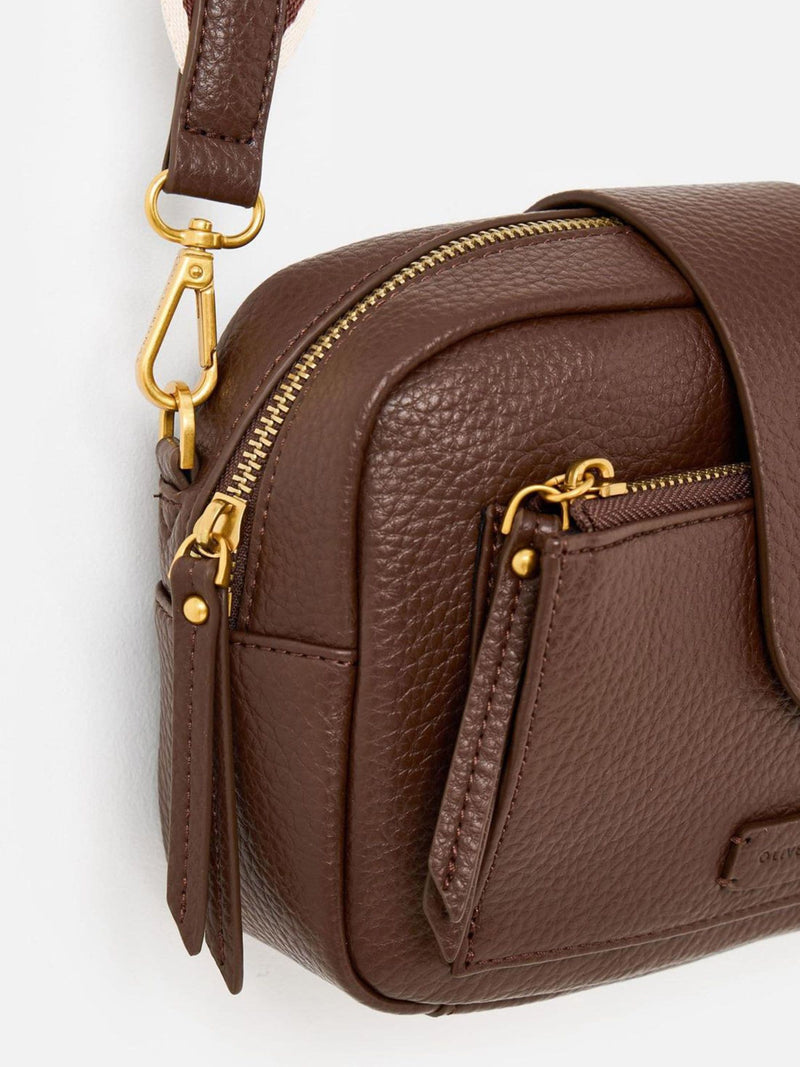 Oliver Bonas Charlee chocolate brown crossbody bag - British product